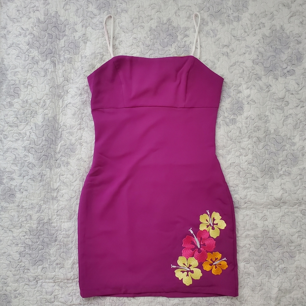 Dolls Kill Delia's Reversible Coconut Girl Style Dress with Hibiscus Flo…